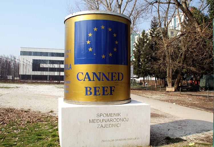 Bosnia ICAR canned beef monument